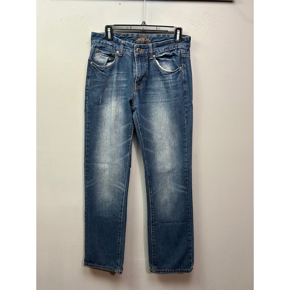Carbon Jeans Mens 30x30 Blue Low Rise Slim Medium Wash Denim Contrast Stitching